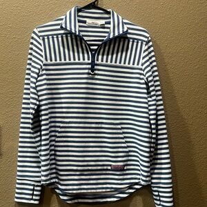 Women’s Vineyard Vines blue and whitete striped 3/4 zip pulloverr